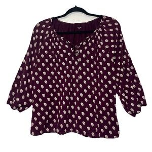 Garnet Hill 3/4 Sleeve Crop Top Woman's Blouse Size L